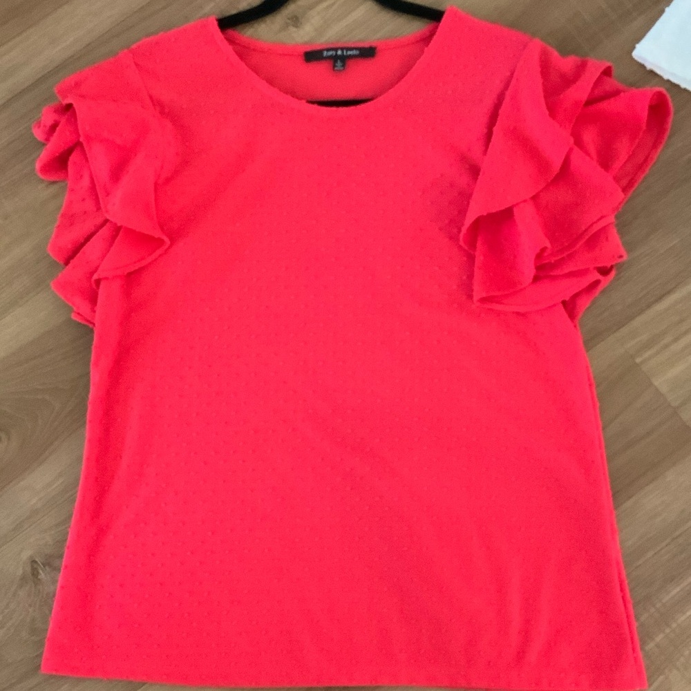 Apt. 9 Bright Coral Ruffle Sleeve Top